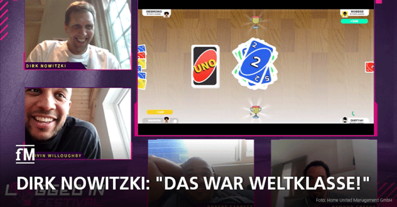 Virtuelle Partie UNO mit Basketball-Legende Dirk Nowitzki und seinen Kumpels aus Würzburger Zeiten