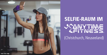 Social Fitness – Selfie-Raum im Anytime Fitness Studio in Christchurch Neuseeland