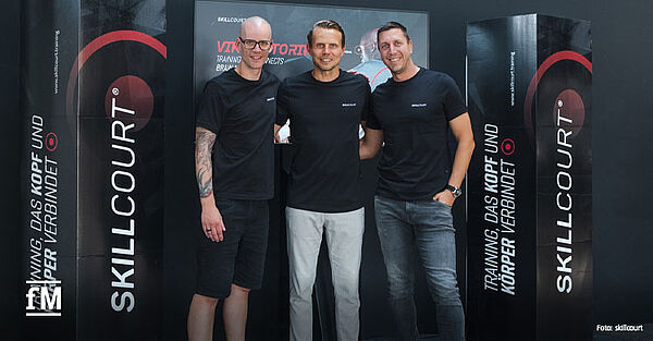 Das skillcourt-Führungstrio (von links): Marcel Grünewald (CTO), Sebastian Schuppan (DoS) und Christian Hasler (CEO).
