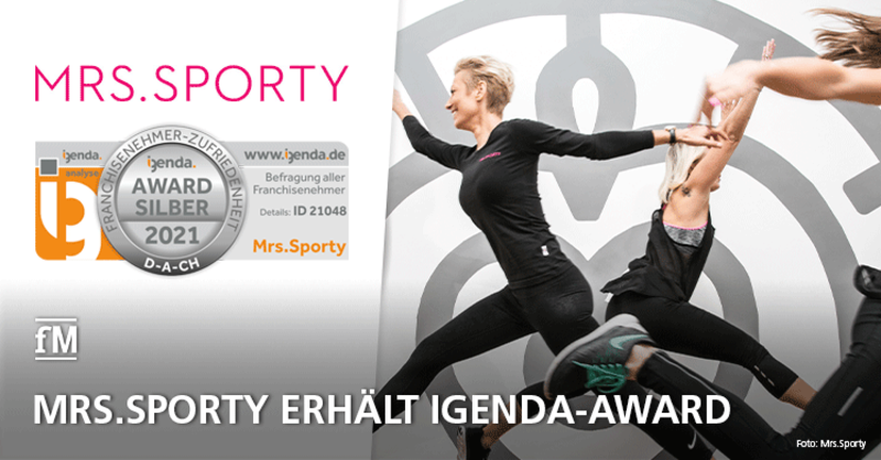 Mrs.Sporty erhält den igenda-Award für Kundenzufriedenheit