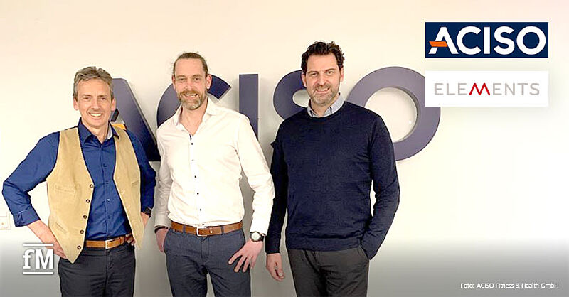 ACISO CEO Thomas Nemmaier (links) mit den beiden COO von ELEMENTS: Björn Streier und Sandro Carovani
