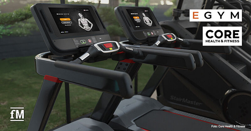 Die neuen Interface-Designs von EGYM auf den Cardio-Geräten von Core Health & Fitness