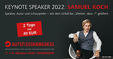 Samuel Koch spricht als Keynote Speaker auf dem Aufstiegskongress 2022.