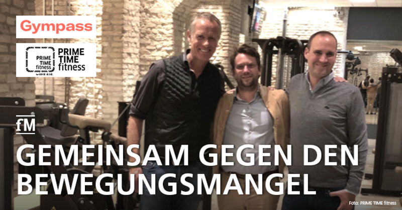Gympass und PRIME TIME fitness kooperieren: Henrik Gockel, Nikolaus Moschkorz und Ralf Aigner freuen sich über die neue Partnerschaft.