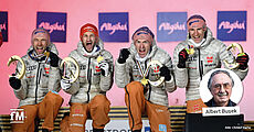 Albert Busek kommentiert die Goldmedaille des deutschen Skisprungteams bei der Nordischen Ski-Weltmeisterschaft in Oberstdorf um Pius Paschke, Severin Freund, Markus Eisenbichler und Karl Geiger.