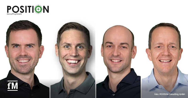 Das neue Geschäftsführer-Quartett der Position Consulting GmbH (von links): Yannik Hoenig, Thomas Pöter, Tobias Labermeier und Tobias Würth.