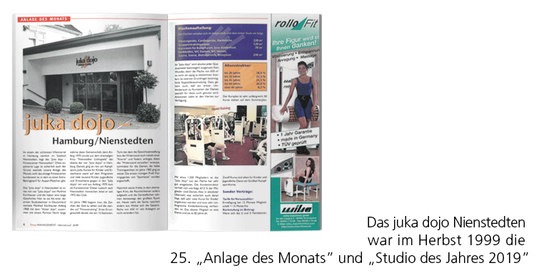 Das juka dojo Nienstetten war im Herbs 1999 die 25. 'Anlage des Monats' und 'Studio des Jahres 2019'.