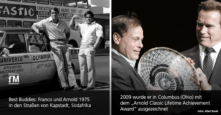 Beste Freunde: zwei Ikonen des Bodybuildings Arnold Schwarzenegger und Franco Columbu
