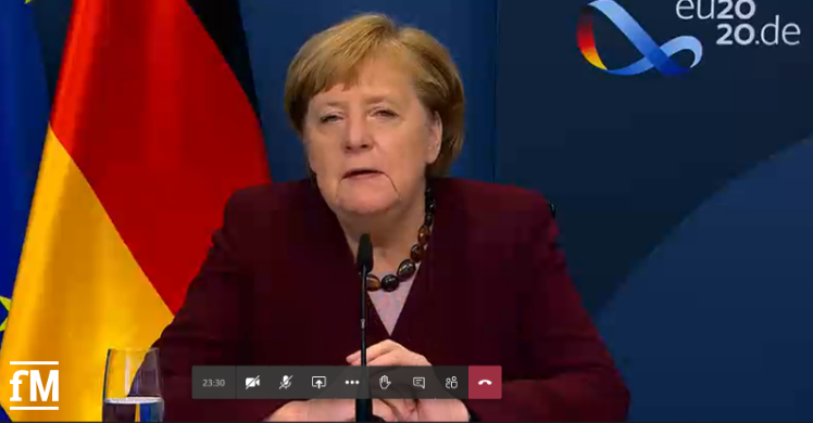 Corona-Update: Bundeskanzlerin Merkel per Video beim 'Deutschen Arbeitgebertag 2020' der BDA zugeschaltet.