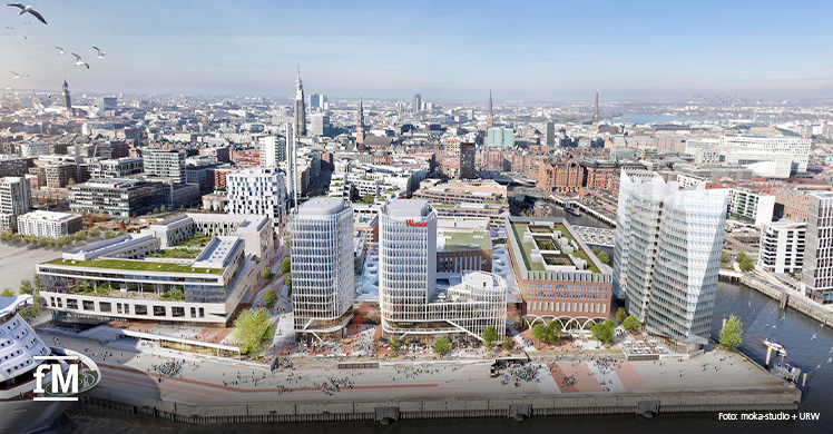 Hamburgs neuer Stadtteil soll 2024 fertig sein: Blick auf das Quartier Westfield Hamburg-Überseequartier im Vordergrund.