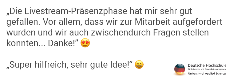 Aktive Mitarbeit & Möglickeit zum Fragenstellen 