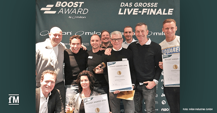 Die BOOST Award Preisträger mit den milon Partnern