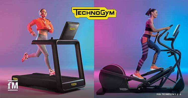 Training auf dem innovativen und umweltfreundlichen Excite Run von Technogym (links) und dem Ellipsen-Crosstrainer Excite Synchro.