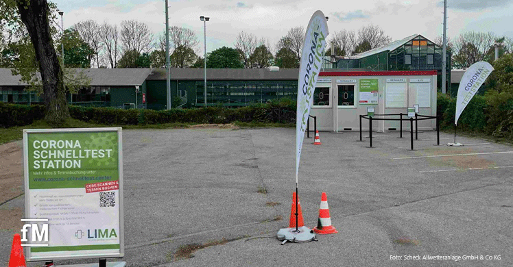 Corona-Schnelltest-Station bei SportScheck in München