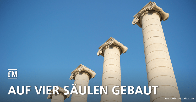 Optimierter Lebensstil: Entspannung, Bewegung, Ernährung, Schlaf sind die vier Säulen der Gesundheit.