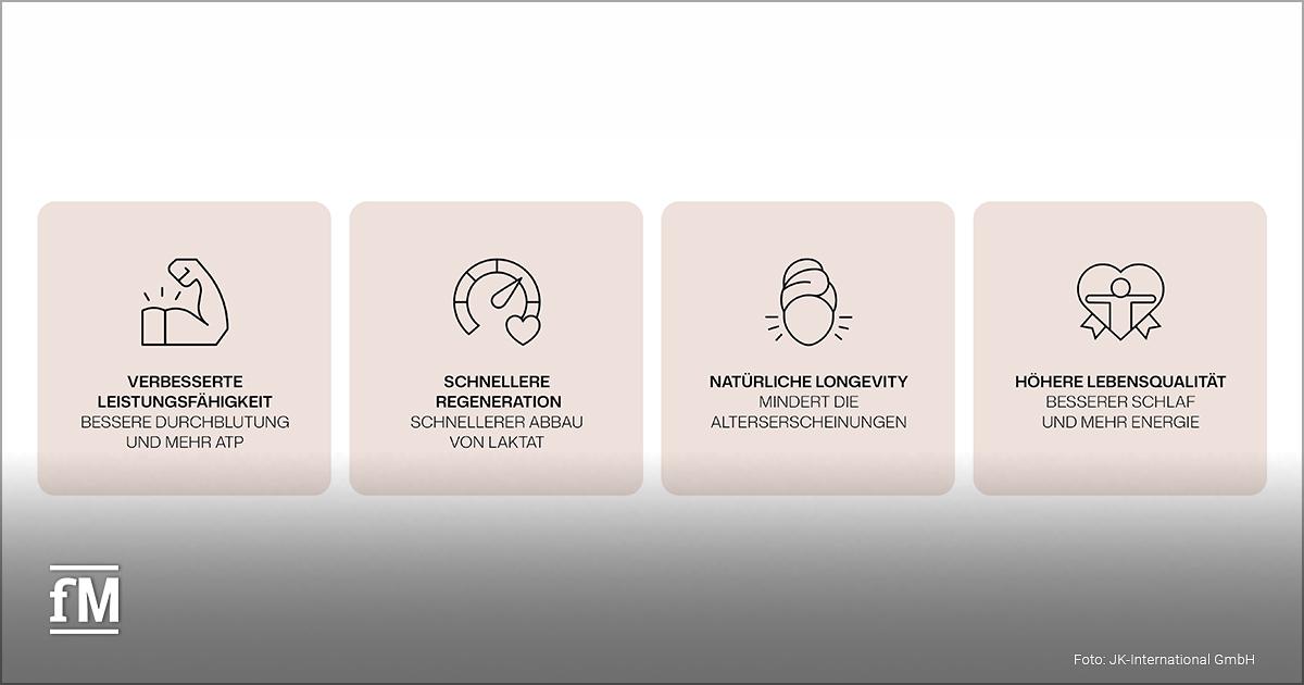 Vier Icons zeigen die Vorteile des wellsystem Redlight