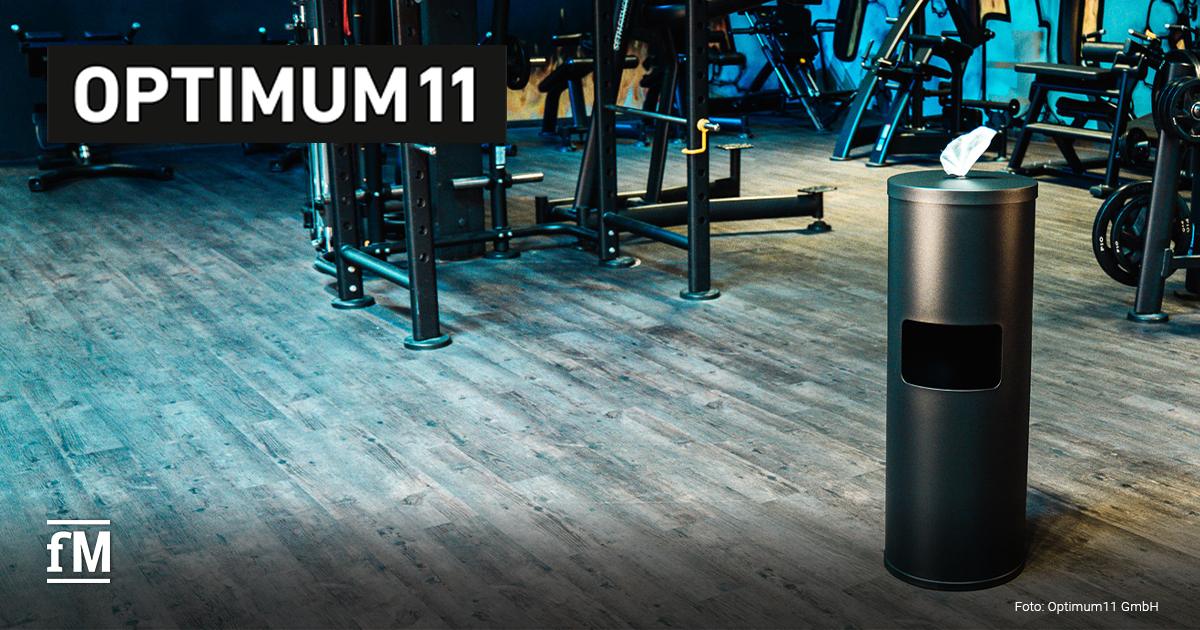 Optimum11 neuer Lagerstandort Hygienespender von Optimum11 in einem Fitnessstudio.
