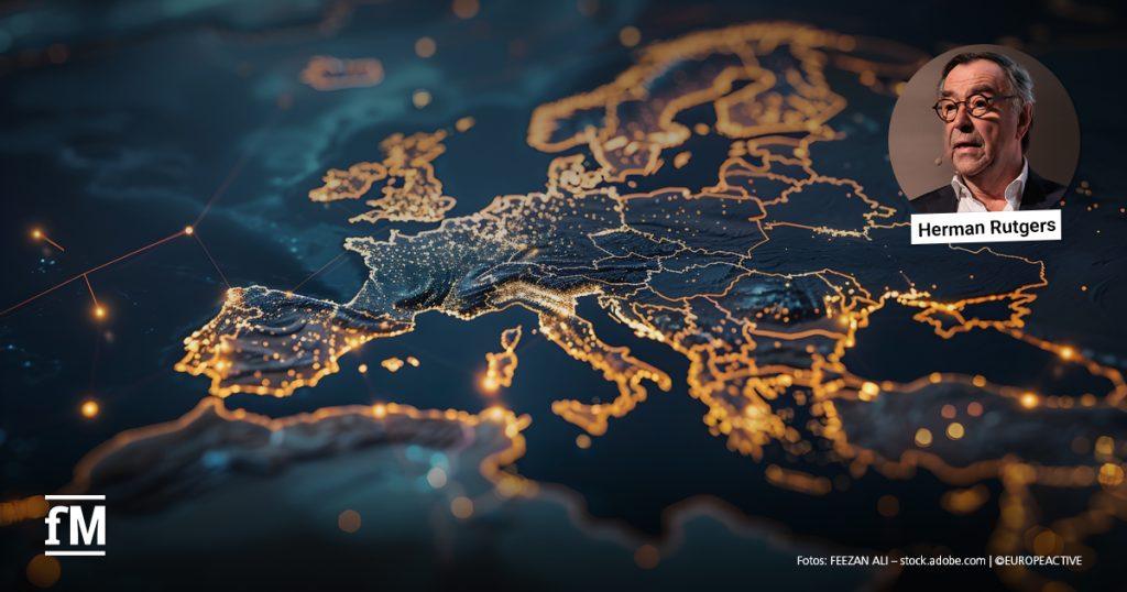 Europakarte mit eingeblendetem Porträt von Herman Rutgers.
