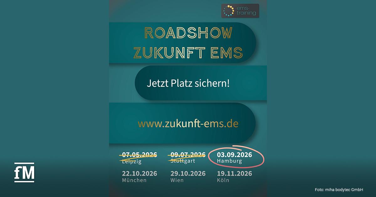 Terminübersicht der Roadshow Zukunft EMS mit hervorgehobenem Hamburg-Termin am 3. September 2026