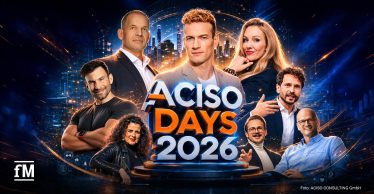 Im Zentrum steht der Schriftzug „ACISO Days 2026“, umgeben von Porträts mehrerer Referentinnen und Referenten vor einer futuristischen Stadt- und Lichterkulisse.