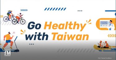 Logo der Initiative „Go Healthy with Taiwan“ vor weißem Hintergrund; stilisierte grüne Schrift mit modernem, gesundheitsbezogenem Design.