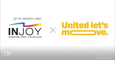 Logos von INJOY und „United let's move.“ auf weißem Hintergrund.
