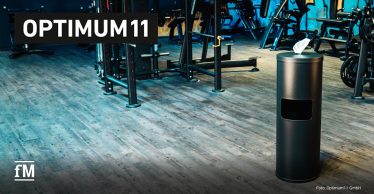 Hygienespender von Optimum11 in einem Fitnessstudio.