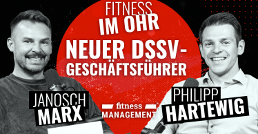 Podcastmotiv Fitness im Ohr mit Janosch Marx und Philipp Hartewig zur Folge über Hartewigs neue Position als DSSV-Geschäftsführer.