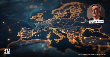 Europakarte mit eingeblendetem Porträt von Herman Rutgers.